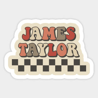 James Taylor Checkered Retro Groovy Style Sticker